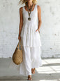 Women's Cotton Linen Sleeveless Loose Maxi Dress FitiqueFit
