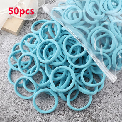 50pcs/Set Women   Basic Hair Bands 1.57inch Simple Solid Colors Elastic Headband Hair Ropes Ties Hair Accessories Ponytail Holder NovaCart