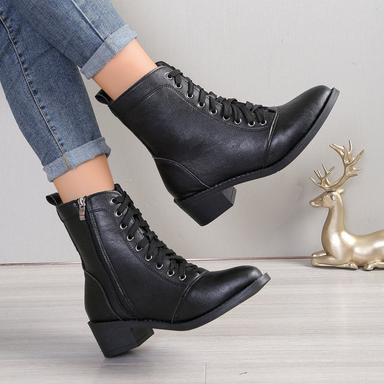 British Style High-Top Zipper Leather Boots — Women’s Trend Fashion Boots FitiqueFit