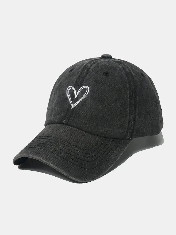 Embroidered Heart Washed Cotton Baseball Cap New Era Fashion LLc