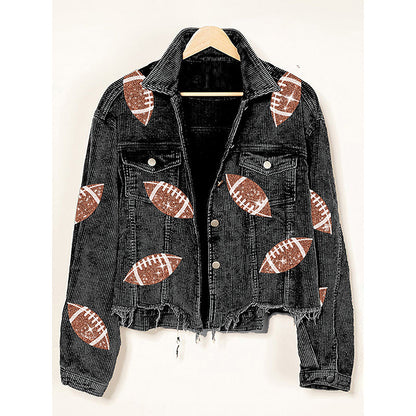 Cropped Corduroy Jacket with Button Front & Raw Hem FitiqueFit