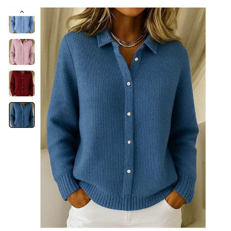 Casual Fashion Button Knitted Lapel Sweater For Women Long Sleeve Knitted Sweaters Tops Winter Jumper See size chart under “more details” The Fashion Celestial