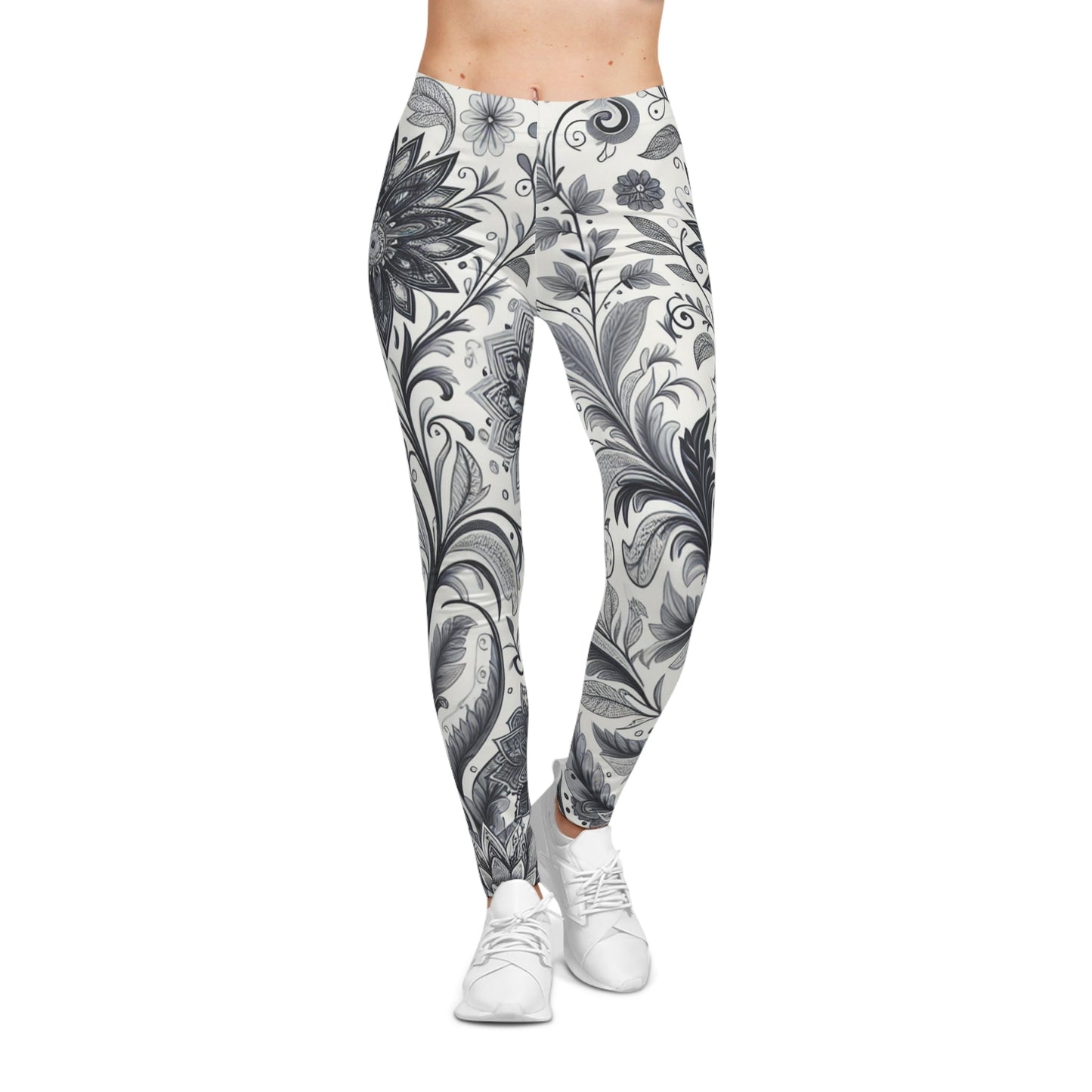 Floral Print Leggings for Women, Stretchy Athleisure Pants, Gym Wear, Casual Outfit, Everyday Style Grayceful LLC