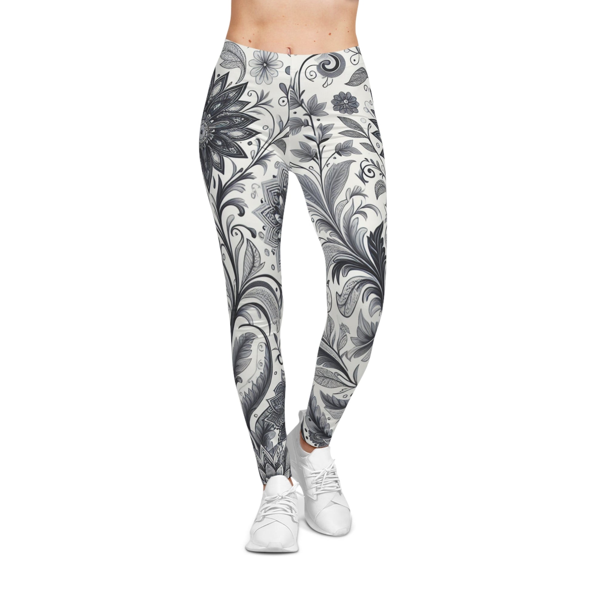 Floral Print Leggings for Women, Stretchy Athleisure Pants, Gym Wear, Casual Outfit, Everyday Style Grayceful LLC
