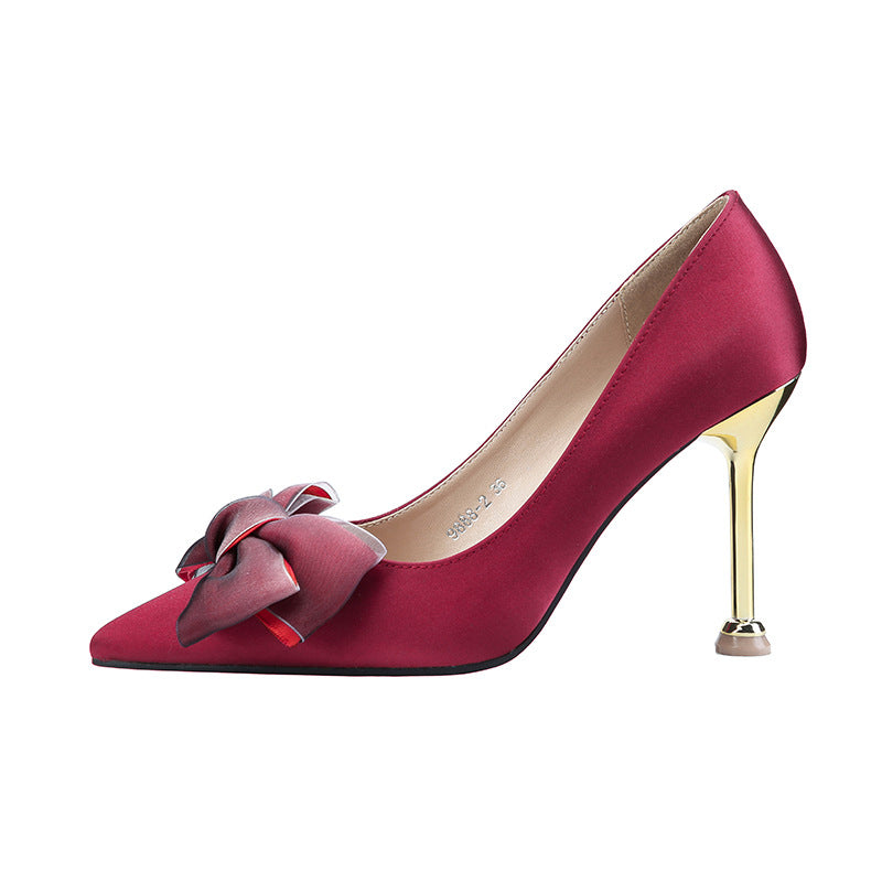 Sexy High Heels Stiletto Bow Women's Single Shoes See size chart under “more details” The Fashion Celestial
