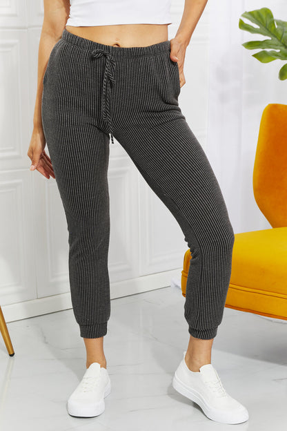 Blumin Apparel Full Size Easy Living Ribbed Joggers New Era Fashion LLc