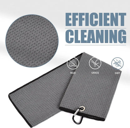 Golf Towels - Microfiber Waffle Pattern Tri-Fold, Brush Tool Kit with Club Groove Cleaner with Retractable Cord and Clip, for Men Women, Golf Gift
