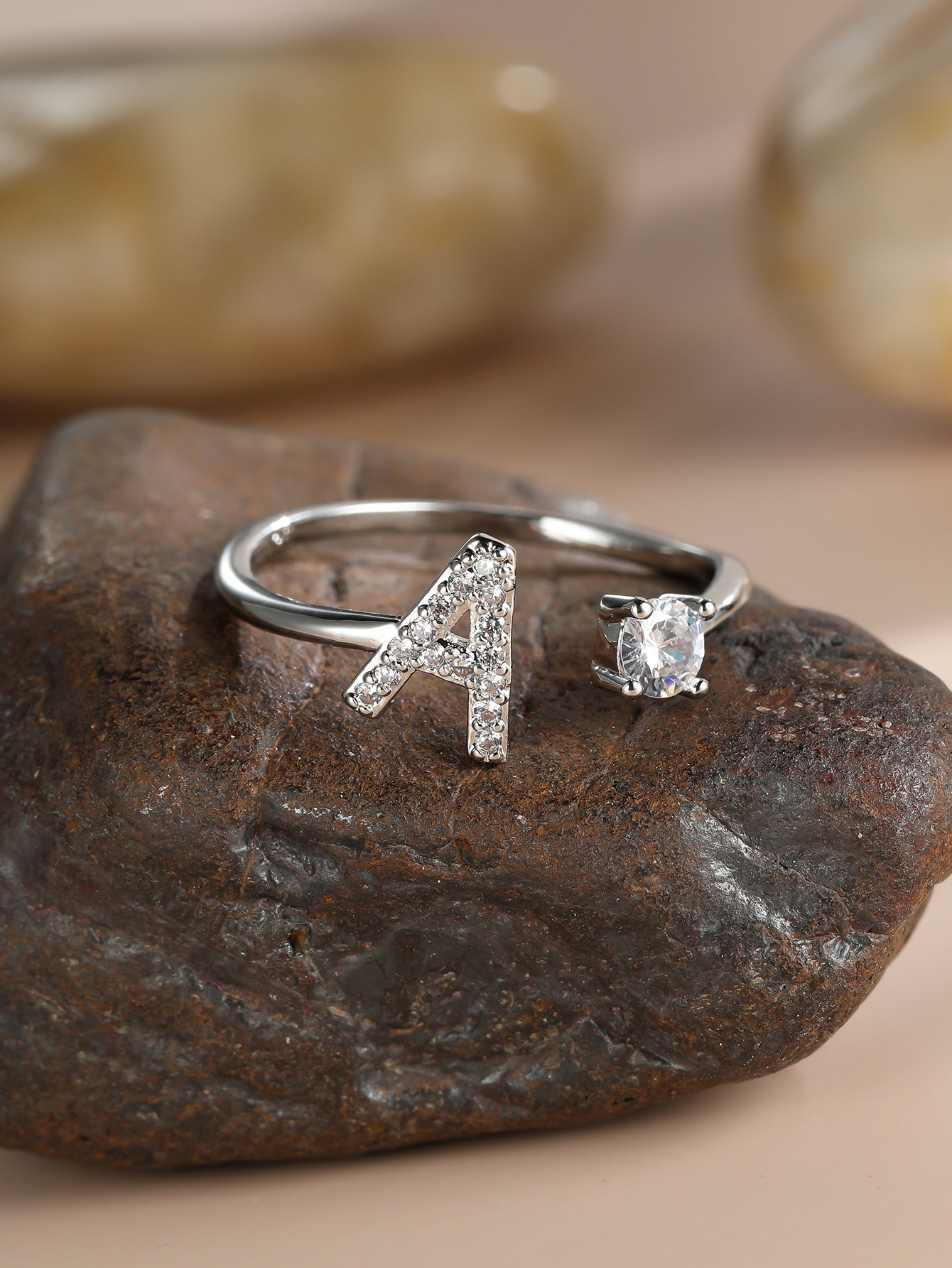 Popular Fashion Silvery AZ Letter Ring Initials Wedding Love Couple Rings Bridesmaid Gift NovaCart