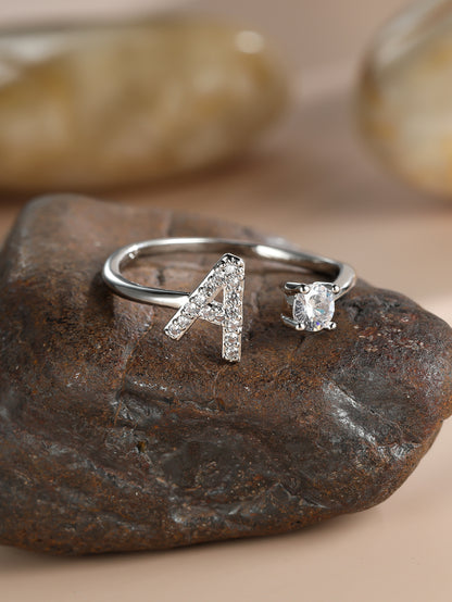 Popular Fashion Silvery AZ Letter Ring Initials Wedding Love Couple Rings Bridesmaid Gift NovaCart