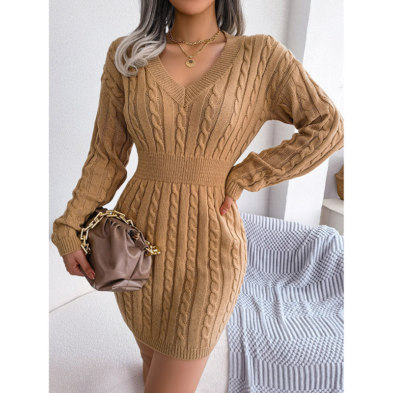 Women’s V-Neck Bodycon Sweater Dress FitiqueFit