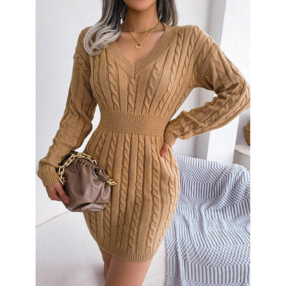 Women’s V-Neck Bodycon Sweater Dress FitiqueFit