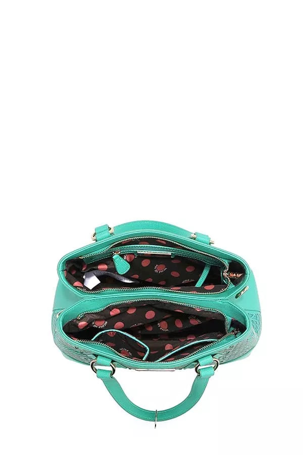 Nicole Lee USA Monogram Pattern Handbag with Rhinestones Decor New Era Fashion LLc