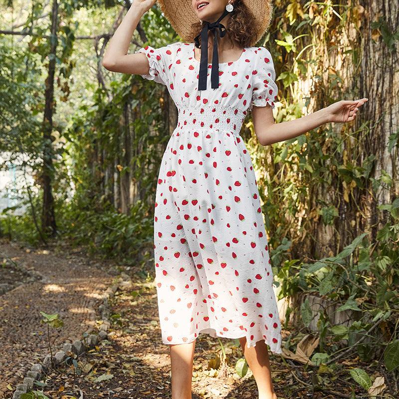 Strawberry Fields Summer Dress - Playful Floral Chiffon Dress for Women Country in My Heart