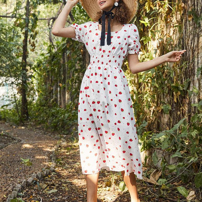 Strawberry Fields Summer Dress - Playful Floral Chiffon Dress for Women Country in My Heart