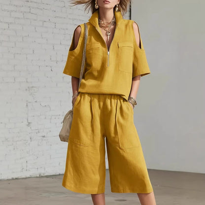 Short-Sleeve Shirt & Loose Shorts Two-Piece Set | Casual FitiqueFit
