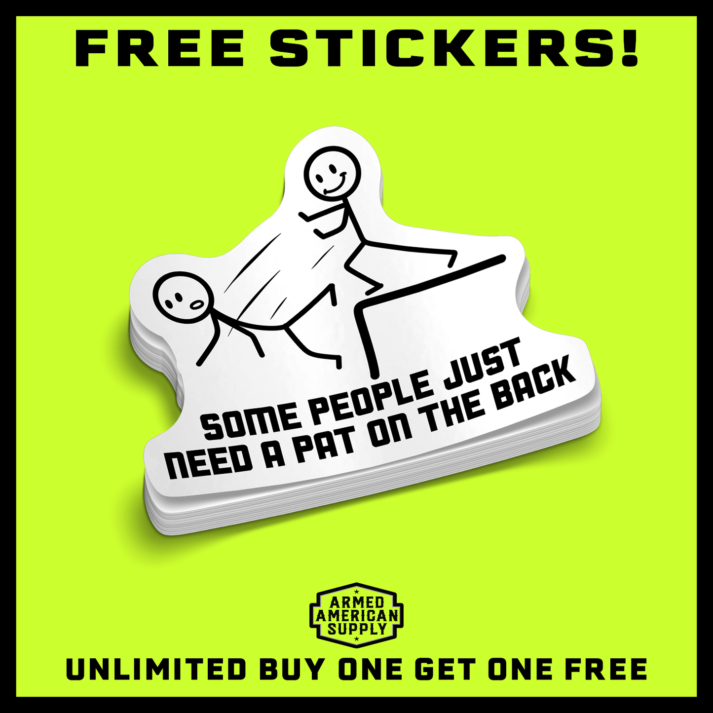 Pat On The Back -  Hard Hat Decal Armed American Supply