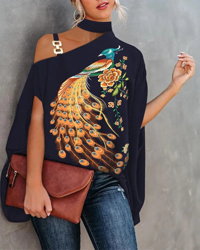 Women's V-Neck Printed Off-Shoulder Vest Top | 6 Prints S–XXL FitiqueFit