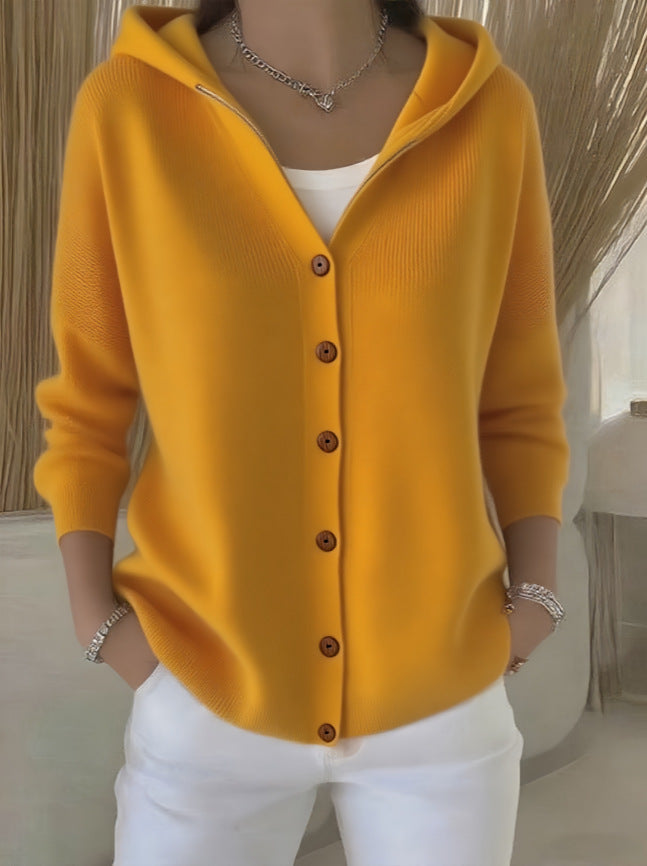 Women’s Button-Down Hoodie Cardigan Sweater Coat FitiqueFit