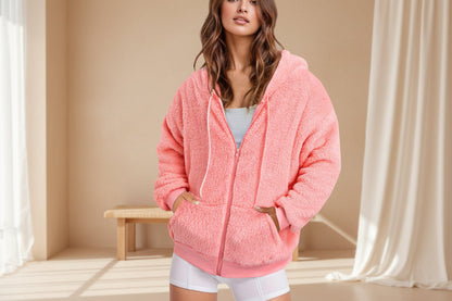 Long Zip-Up Hoodie – Soft Cotton Velvet, Oversized Fit FitiqueFit