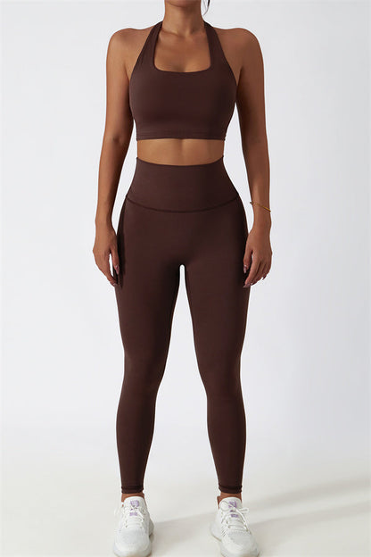 The Seraphine Halter Crop Top Leggings 2-Piece Set Fitglutes Activewear Gymwear Sportswear & Workout Clothes