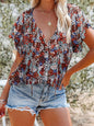 Full Size Floral Print V-Neck Shirt Plus Size New Era Fashion LLc