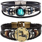 2Pcs Zodiac Bracelets for Women 12 Constellations Multilayer Leather Bracelet Handmade Woven Zodiac Sign Wrap Wristband Cuff Bracelet Zodiac Gifts for Birthday Christmas