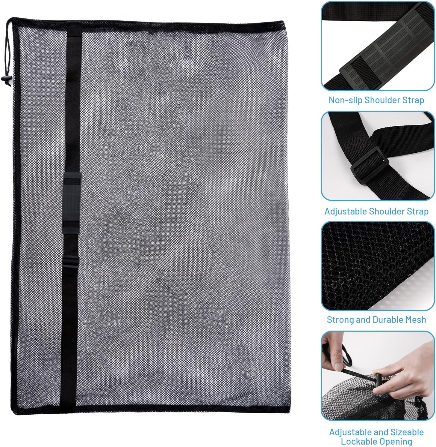 Heavy Duty Football Net Bag (10-12 Balls) Basketball Tennis Bag for Coaches Football Ball Bag Net Extra Large Mesh Drawstring Bag (Bar Strap No Pocket, 2)