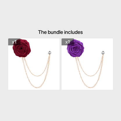 Men's Wedding Ceremony Groom Handmade Rose Chain Brooch NovaCart