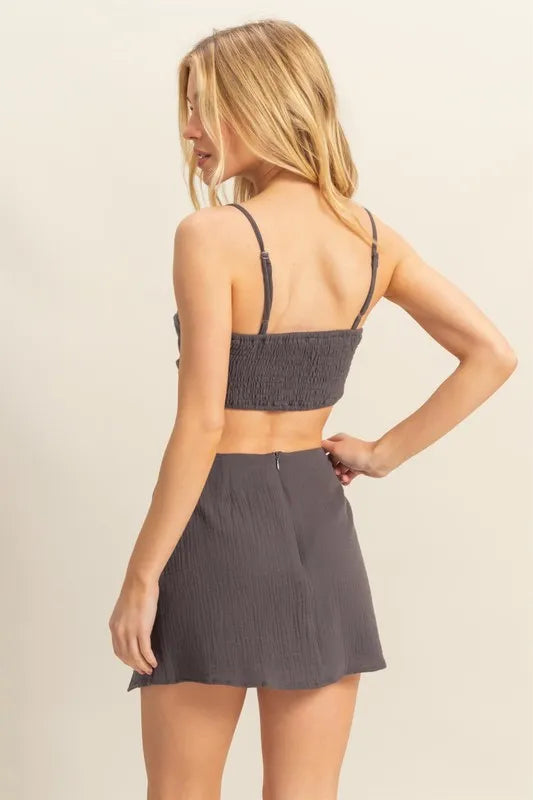 HYFVE Ruched Bra Top and Mini Skirt Set West2East Surf