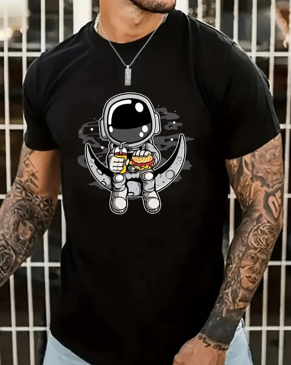 Cartoon Astronaut Shirt for Men – Casual Summer Streetwear Tee FitiqueFit