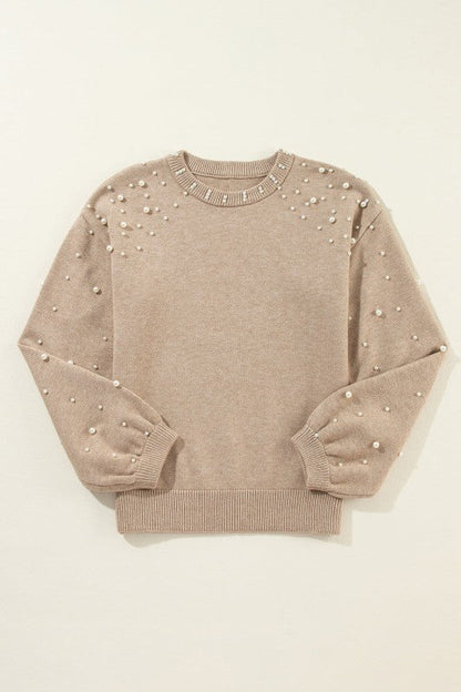 Solid Pearl Drop Shoulder Round Neck Sweater Shop Style & More | Fresh Looks, Everyday Deals & Free Shipping