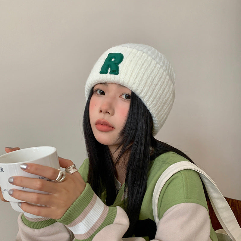 Loose Big-Head Woolen Cap with Letter Design — Oversize Winter Wool Hat FitiqueFit