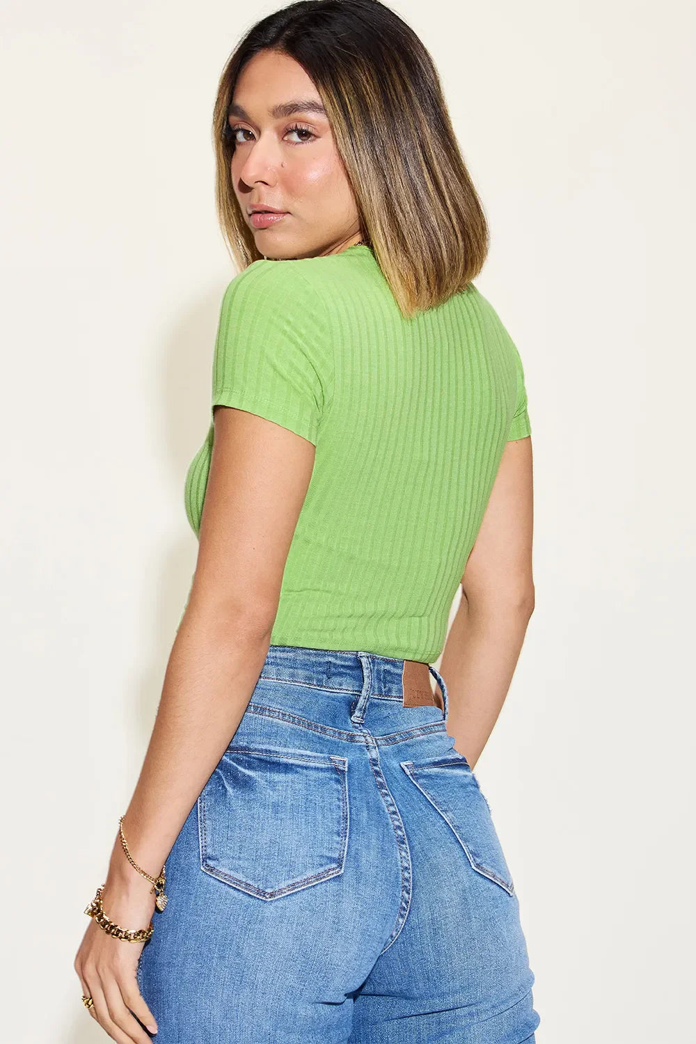 Basic Bae Full Size Ribbed Round Neck Short Sleeve T-Shirt New Era Fashion LLc