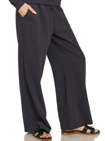 Zenana Fleece Long Sleeve Top and Sweatpants Set West2East Surf
