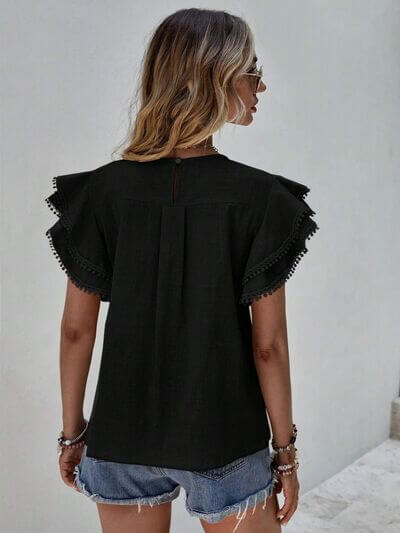 Denise Ruffle Cap Sleeve Blouse- SnagBag