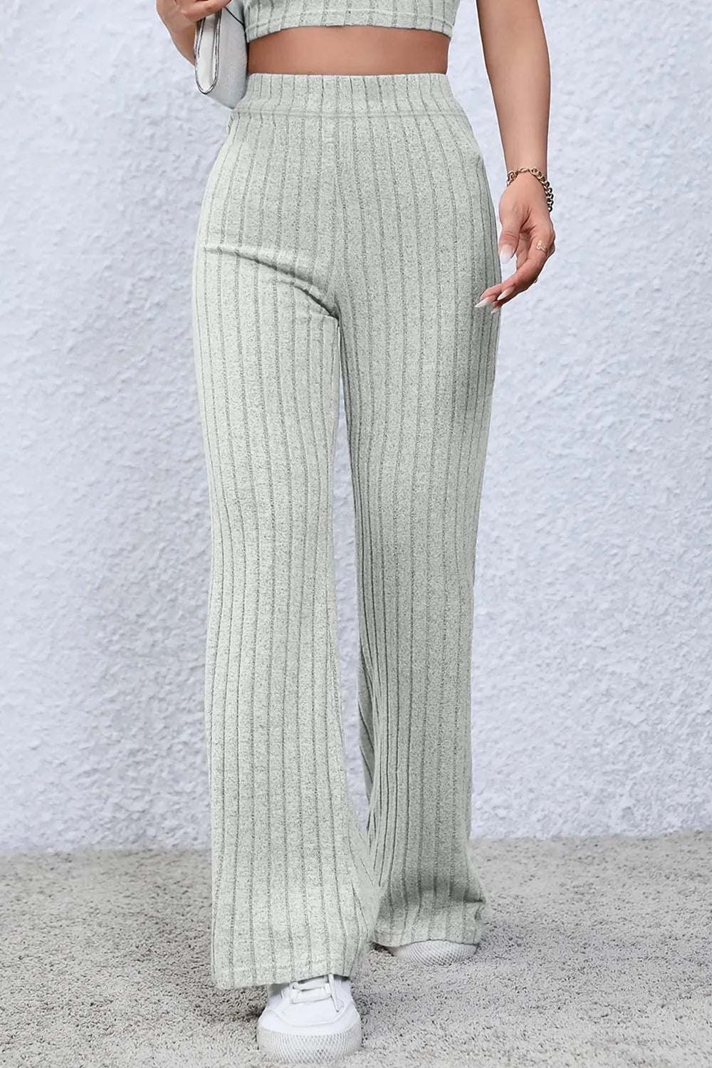 Basic Bae Full Size Ribbed High Waist Flare Pants New Era Fashion LLc