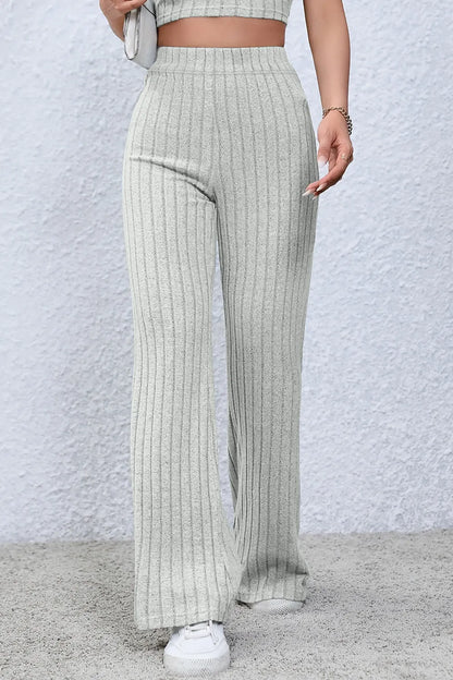 Basic Bae Full Size Ribbed High Waist Flare Pants New Era Fashion LLc