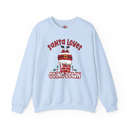 Santa Loves Going Down Crewneck Sweatshirt The Devil's Pickle