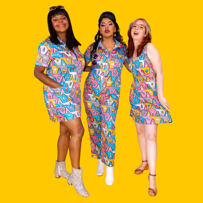 8-Bit A-Frames Jumpsuit in Pretty Pastel Blue Platypus Clothing