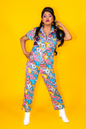 8-Bit A-Frames Jumpsuit in Pretty Pastel Blue Platypus Clothing