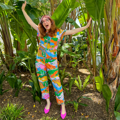 Landscape Jumpsuit in Rainbow Farm- Re-Stocked! Blue Platypus Clothing