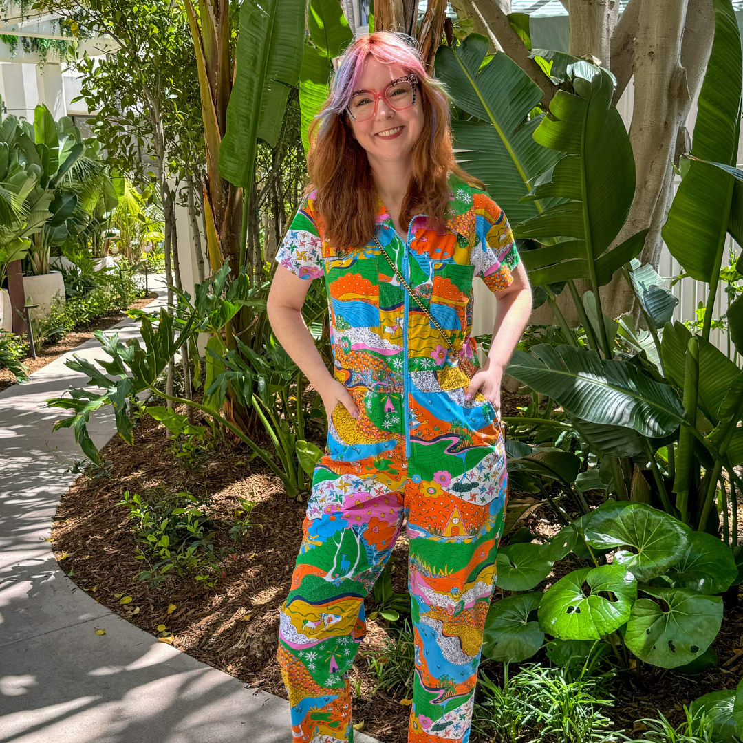 Landscape Jumpsuit in Rainbow Farm- Re-Stocked! Blue Platypus Clothing