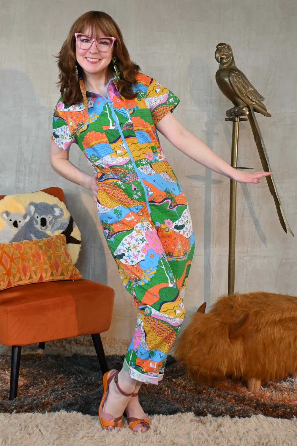 Landscape Jumpsuit in Rainbow Farm- Re-Stocked! Blue Platypus Clothing