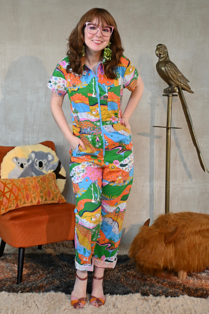 Landscape Jumpsuit in Rainbow Farm- Re-Stocked! Blue Platypus Clothing