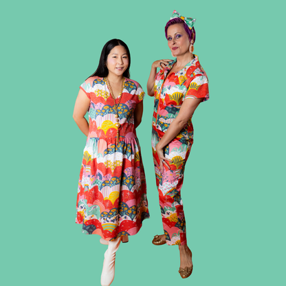 Jumpsuit in Mint & Strawberry Meadow Print Blue Platypus Clothing