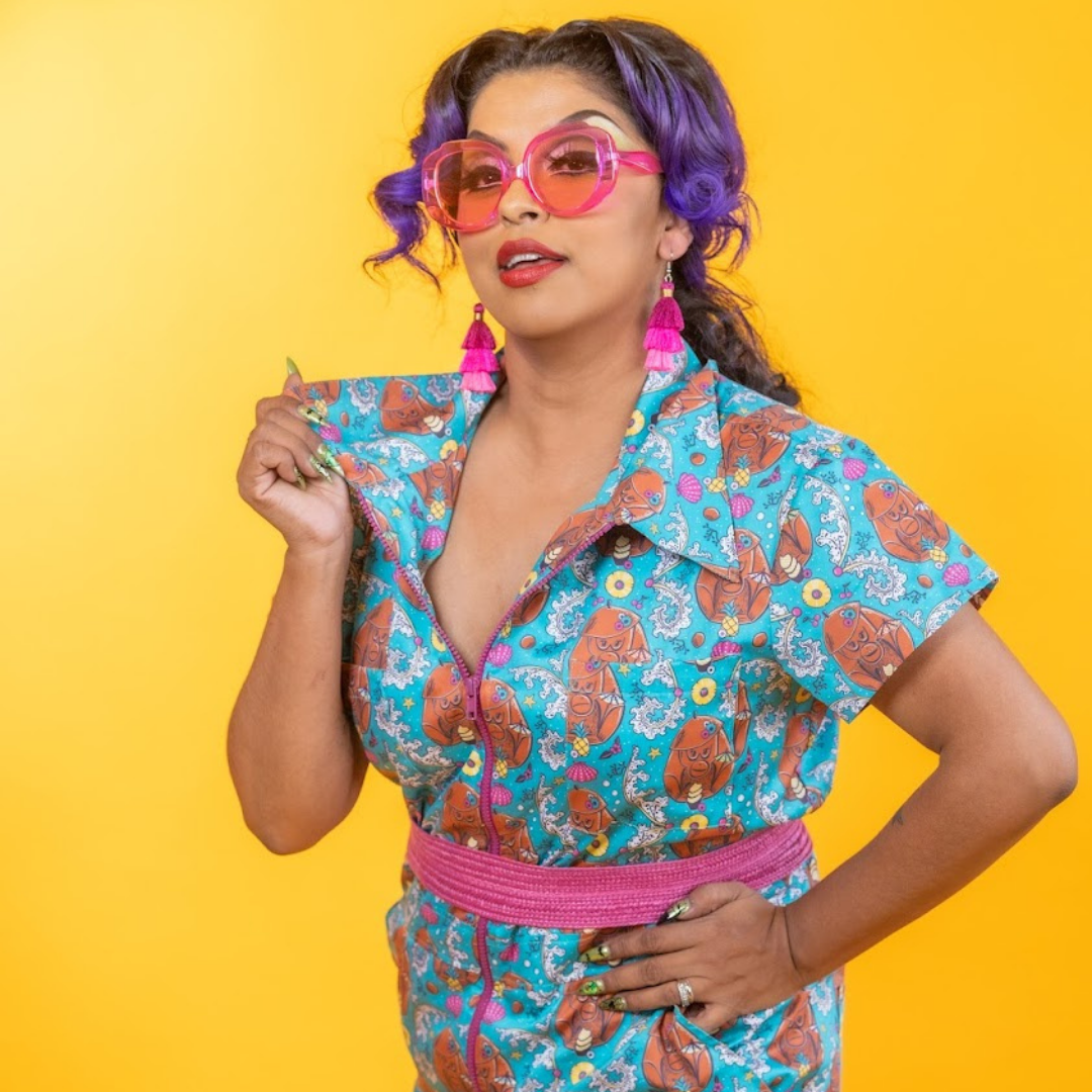 Cheeky Tiki Monkeys Jumpsuit in Blue Hawaiian Blue Platypus Clothing
