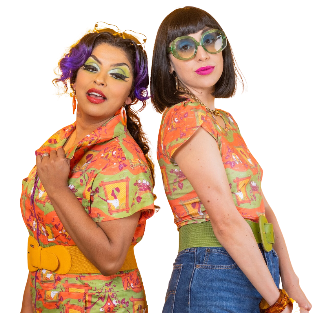 Brownstone Betties Jumpsuit in Pumpkin & Olive Blue Platypus Clothing