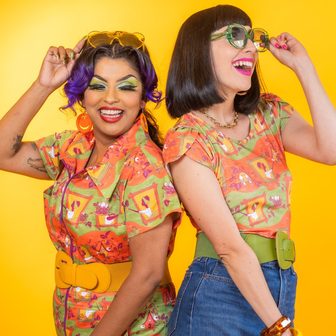 Brownstone Betties Jumpsuit in Pumpkin & Olive Blue Platypus Clothing