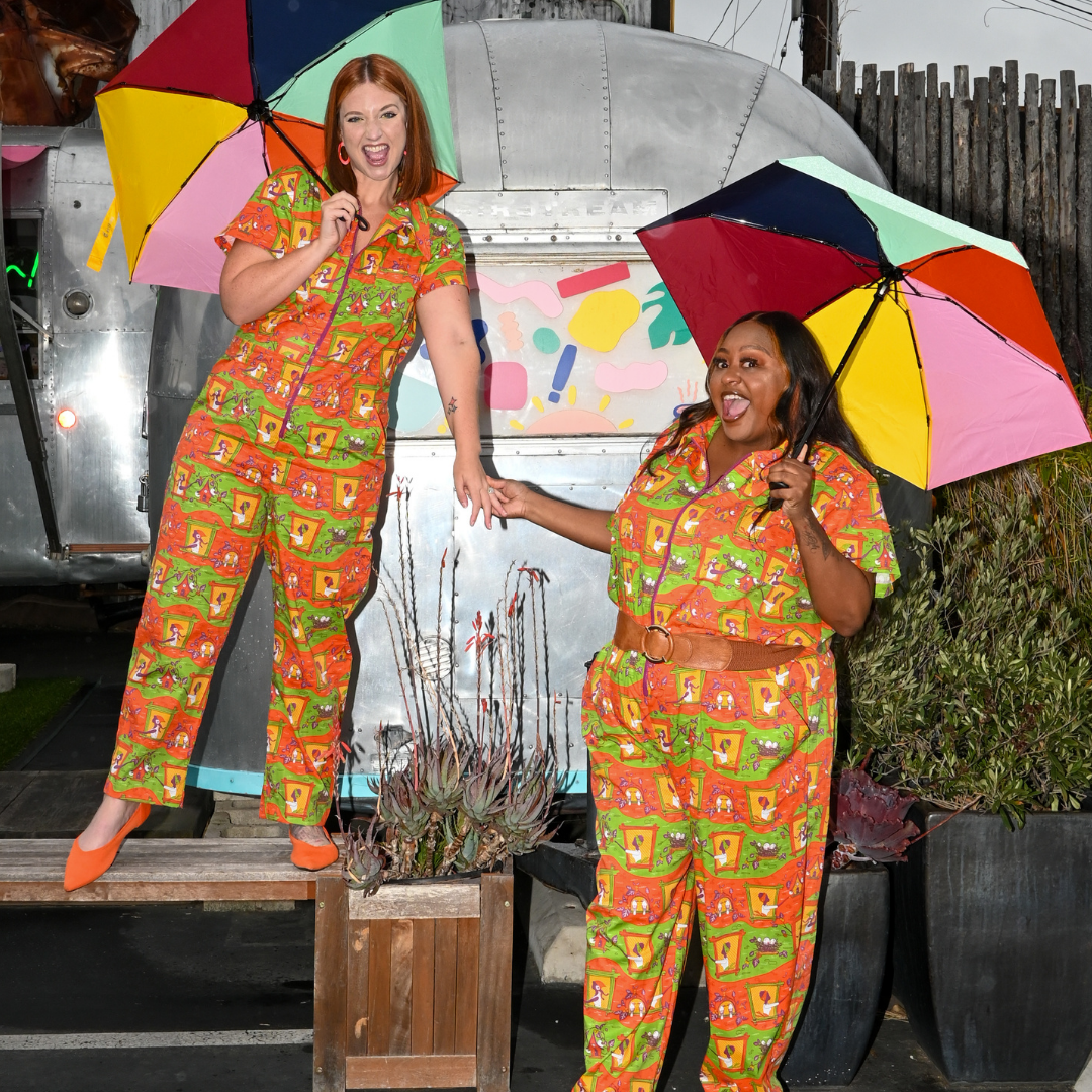 Brownstone Betties Jumpsuit in Pumpkin & Olive Blue Platypus Clothing