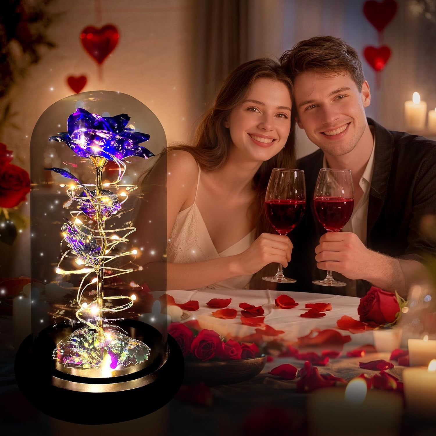 Mothers Day Mom Gifts for Mom,Birthday Gifts for Women Moms Grandma,Flowers for Delivery Prime,Purple Light up Rose in a Glass Dome,Anniversary Valentines Roses Gift for Her Wife Daughter